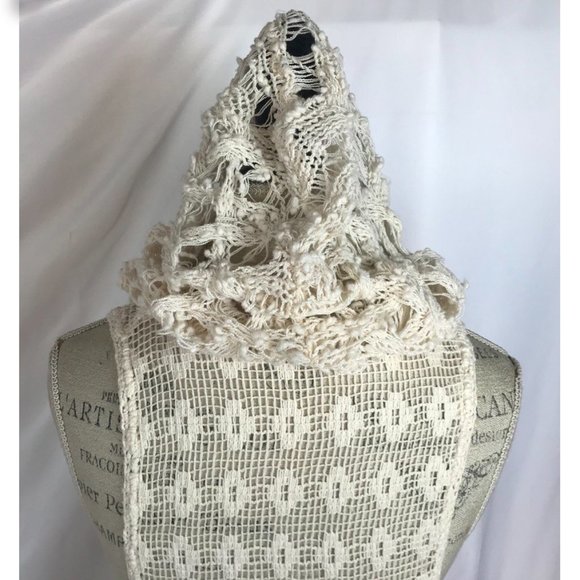 Free People Crochet Ivory Hoodie Sleeveless Boho - Picture 14 of 15